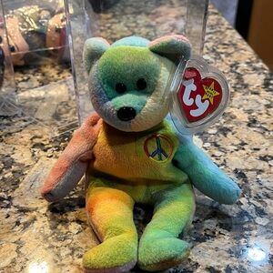Ty Rainbow Peace Bear Plush Toy
